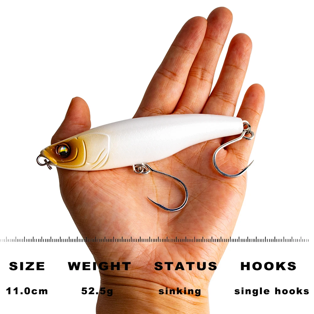 

ZWICKE 1pcs Artificial Simulation ABS Plastic Fish Lure 52.5g/110mm Large Sinking Pencil for Saltwater Bass Trout Fishing Lures
