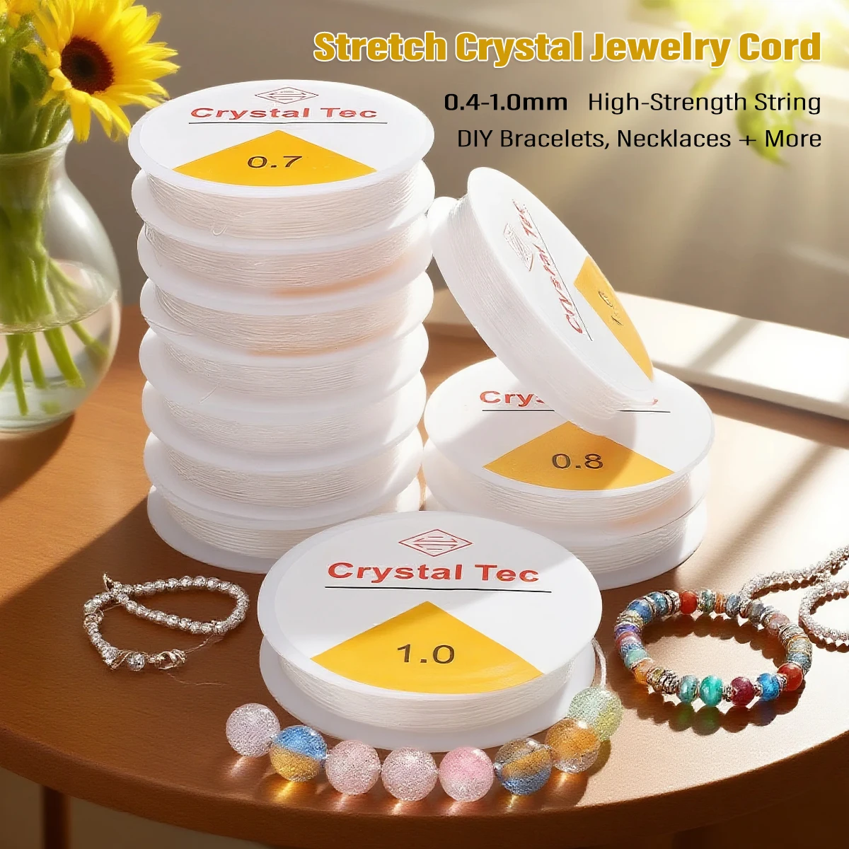 

0.4-1.0mm Crystal Elastic String | High-Strength Jewelry Cord for DIY Bracelets Necklaces (15-110m/Roll)