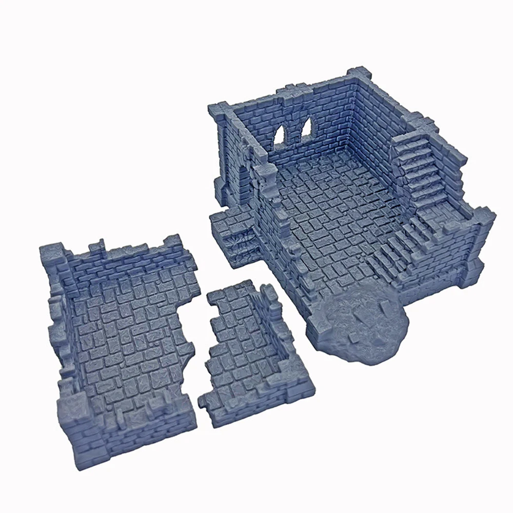 3D 프린팅된 폐허 세트 3개, 판타지 워게임/RPG/DND 역사적 지형 폐허 성 모델 키트용 대형 플레이 가능한 폐허 건물