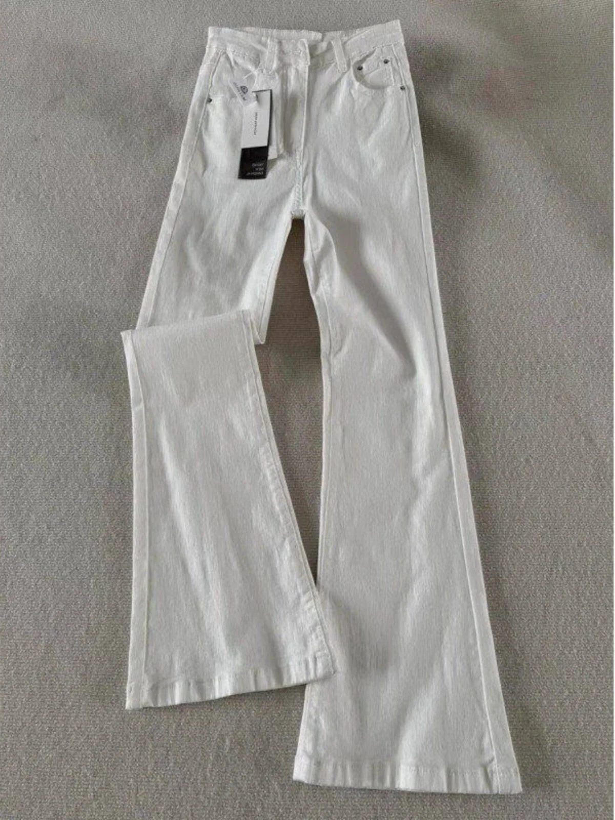 Witte jeans met hoge taille en wijde pijpen Heren lente herfst Cleanfit mes Amerikaanse High Street slanke rechte buisbroek