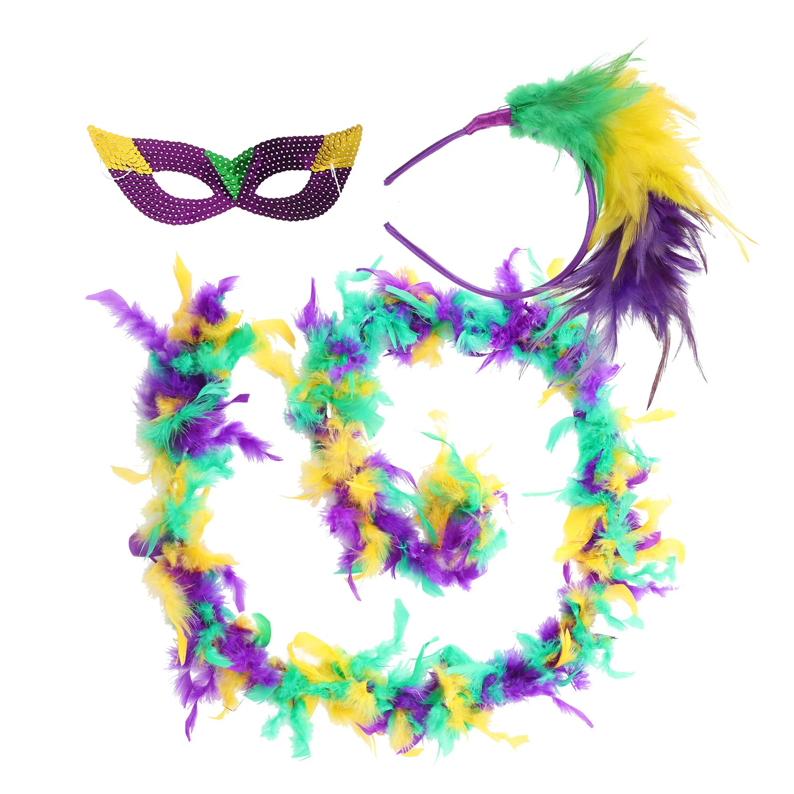 1세트 헤드밴드 마스크 스카프 세트 글리터 퍼리 따뜻한 파티 액세서리 여성 카니발 코스프레 댄스 이벤트 의상 장식