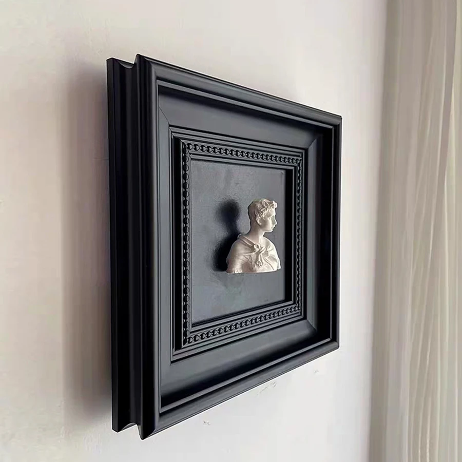 

French antique decorative painting, advanced sense, ancient Greek character head plaster mural, living room three-dimensional