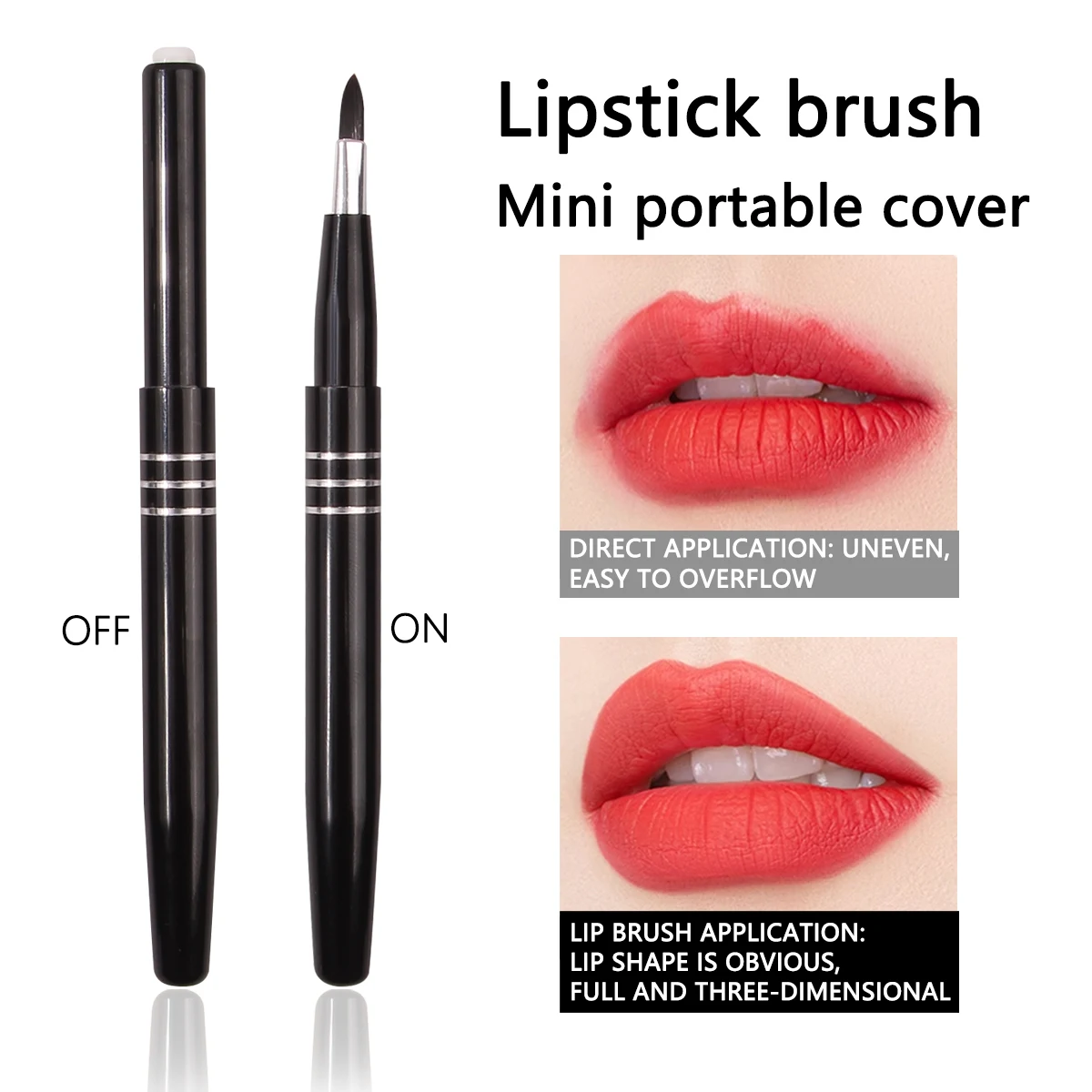 1pcs mini portable lipstick brush lipstick brush soft lipstick brush lip concealer brush with cover makeup brush