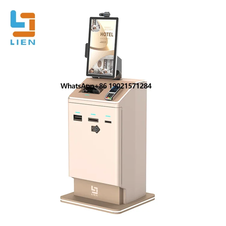 

21.5 Inch Floor Standing Self Check in Kiosk Hotel With the Banknotes Payment Credit Card Reader and Check Out