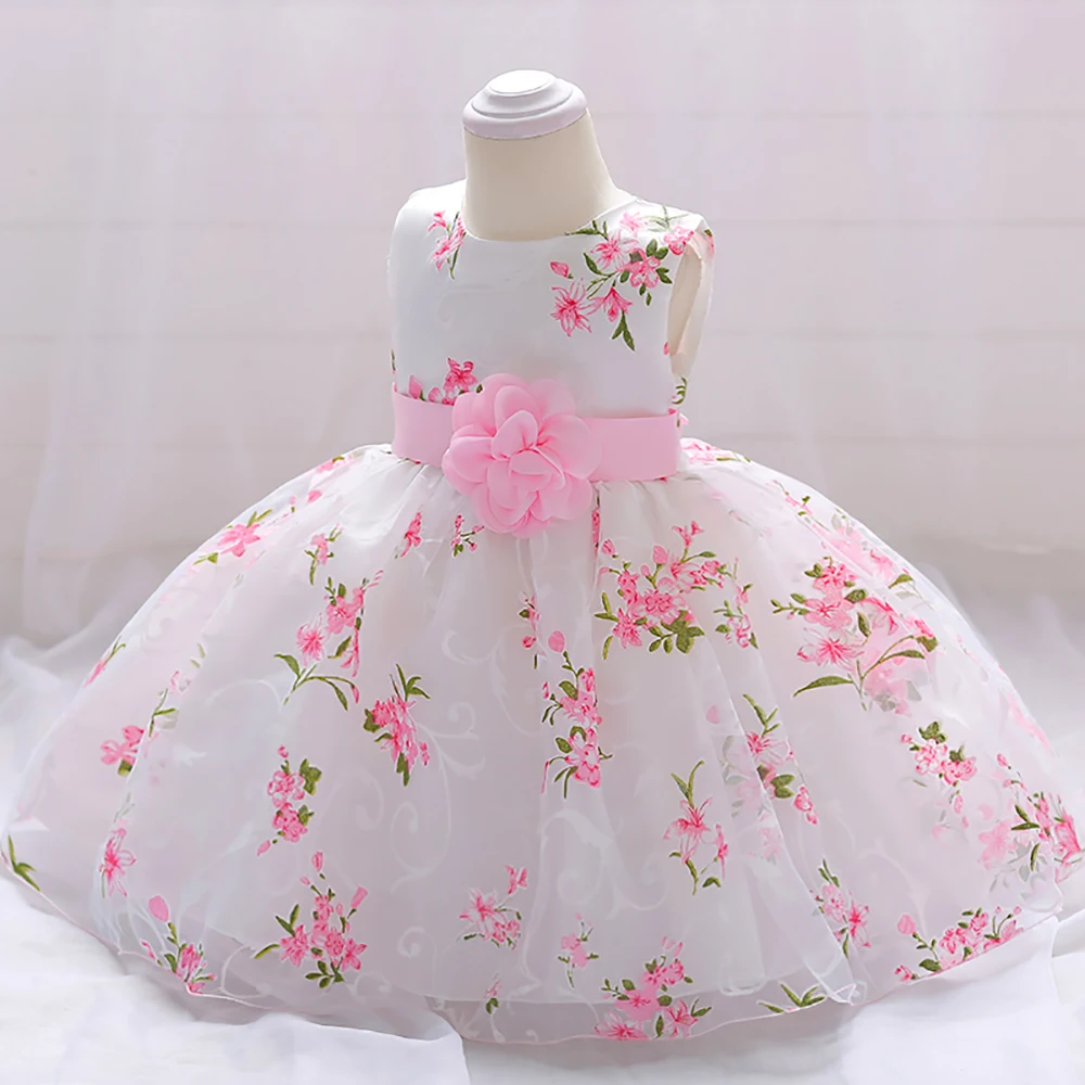 Kids Summer Dress For Girls Wedding Costume Floral Printing Birthday Princess Party Dresses 2-10 Years Children Girl Clothes