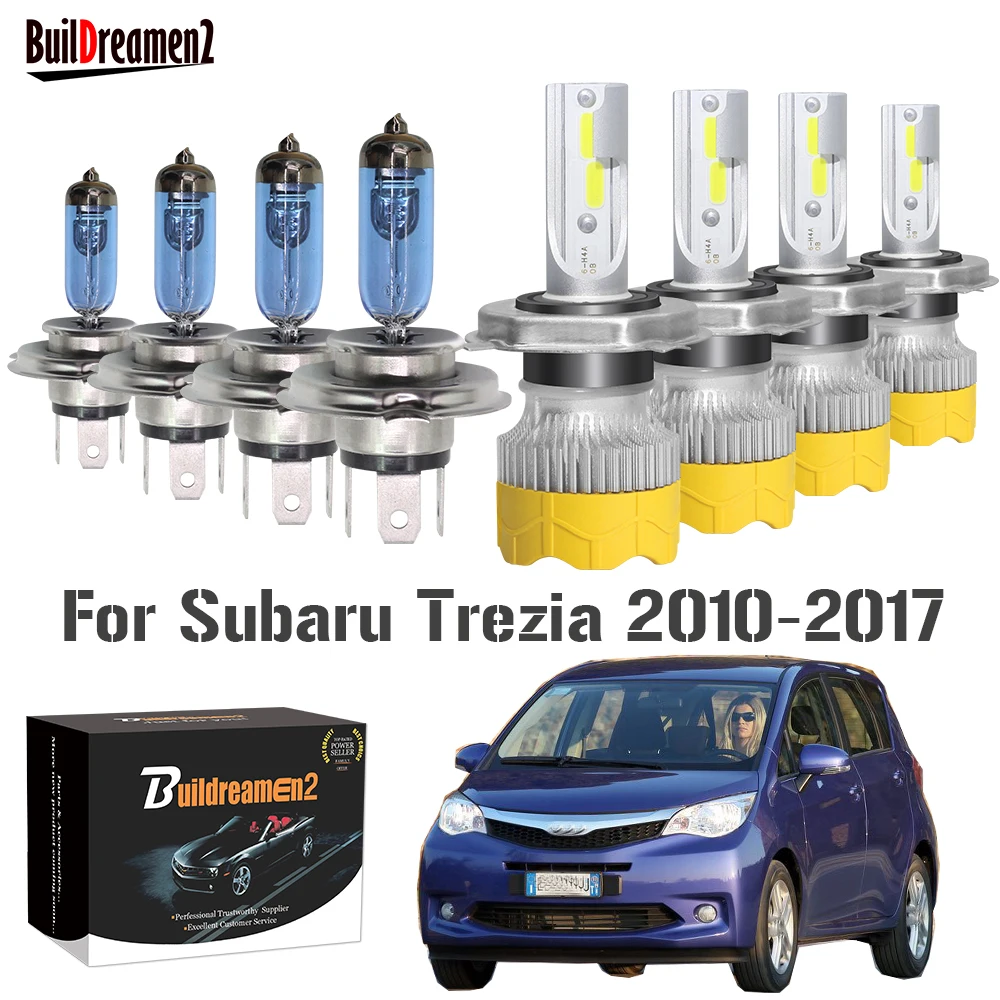 4 Pieces Headlight Hi/Lo Beam Car Front LED Halogen Bulb Head Light Low High Beam 12V For Subaru Trezia 2010-2017