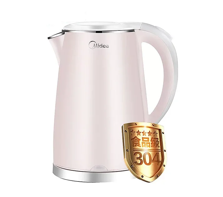 Midea electric kettle hot water PINK kettle double-layer anti scalding 304 stainless steel 1.7L capacity quick heating  tea pot