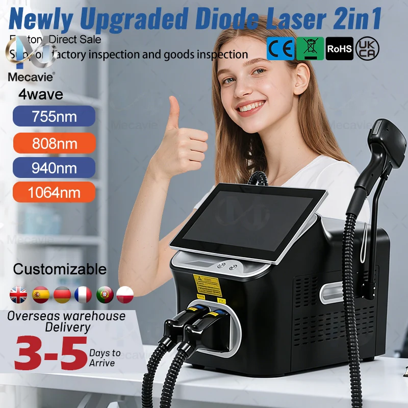 4 Wavelengths 4000W Soprano Ice Diode & Pico Laser Professional Permanent Hair Removal Tattoo Removal Beauty Machine for Salon