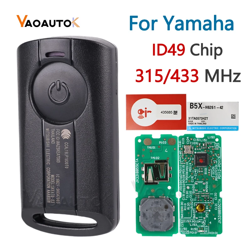 Motorcycle Remote Key fob for Yamaha NVX NVX155 XMAX XMAX300 QBIX AEROX JAUNS 315MHz ID49 Chip New Type Scooter B5X original