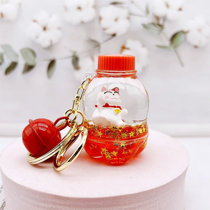 New Oil  Bottle Keychain Quicksand Liquid Car Shape School Bag Small Pendant Accessories Wholesale