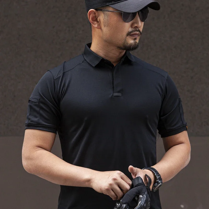 Outdoor Hiking Mountaineering Sport Quick Drying T-shirt for Men Ultra lightweight and Breathable Tactical Commuting Lapel Tee