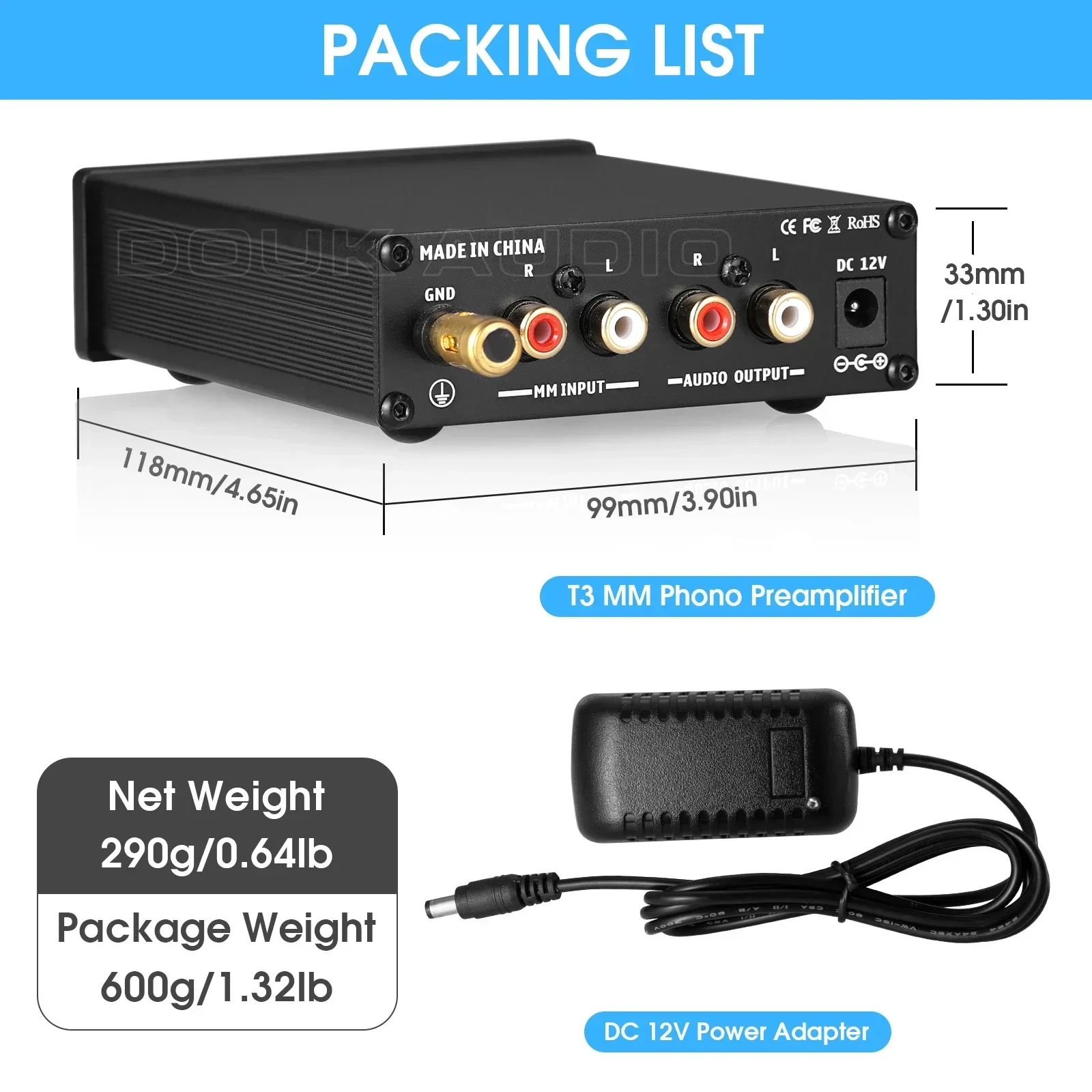 Douk audio HiFi Phono Preamplificatore da palco MM RIAA Record Player Mini preamplificatore con controllo del volume Amplificatore giradischi stereo