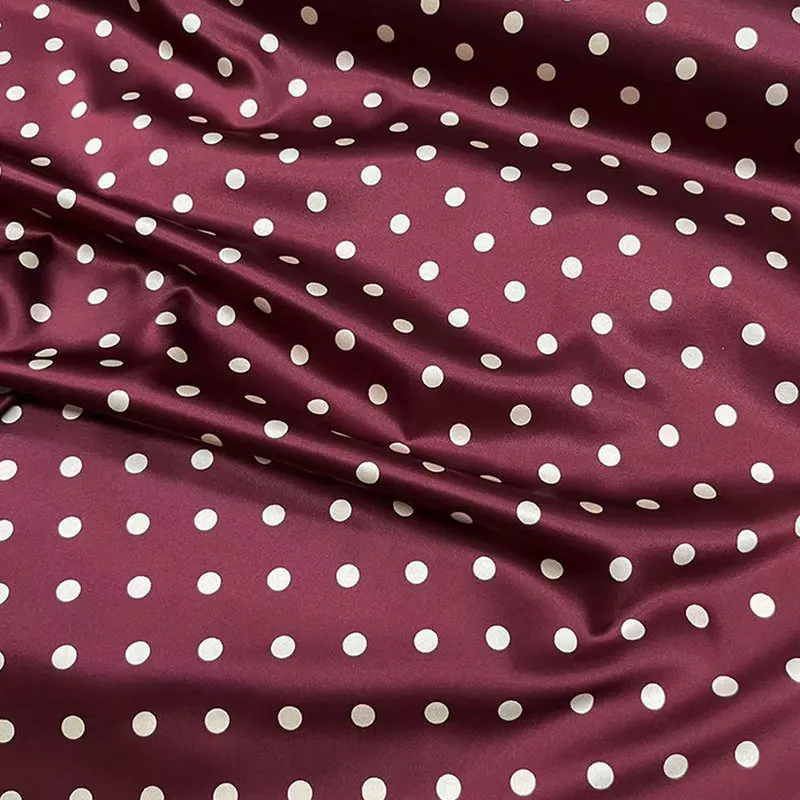 Polka Dot Printing Elastic Silk Satin Fabric