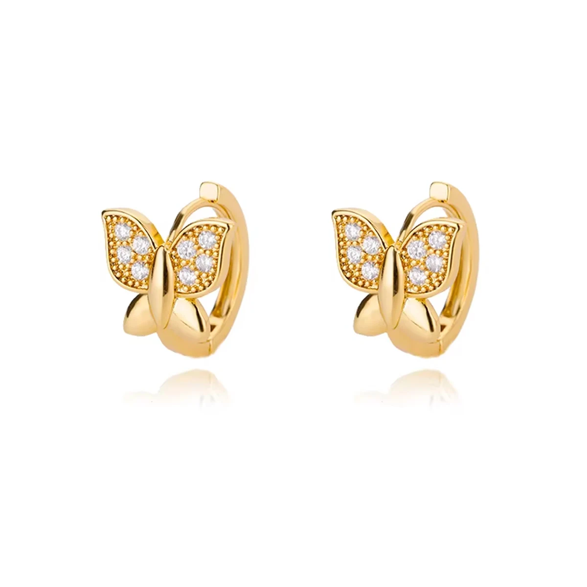 Trending Small Crystal Butterfly Hoop Earrings Chic Gold/Silver Color Metal Earrings For Women Daily Wear Jewelry image 2