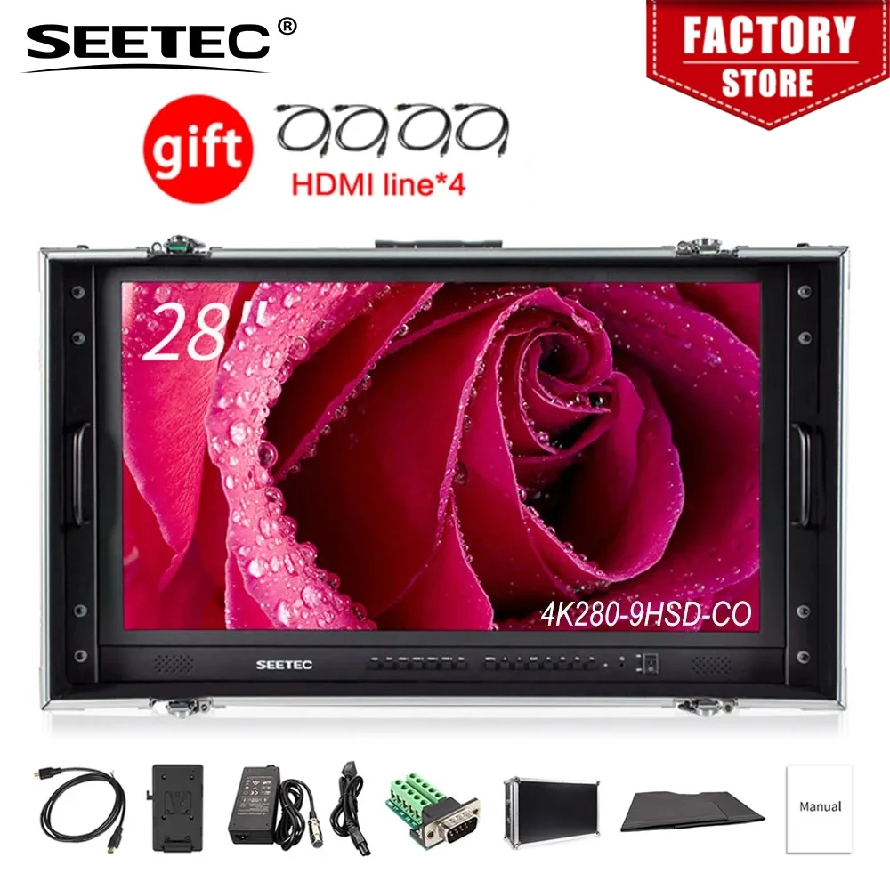 

SEETEC 4K280-9HSD-CO 28'' Pro Broadcast LCD Monitor 4K UHD 3840x2160 HDMI 3G SDI DVI Input Carry on Director for CCTV Monitoring