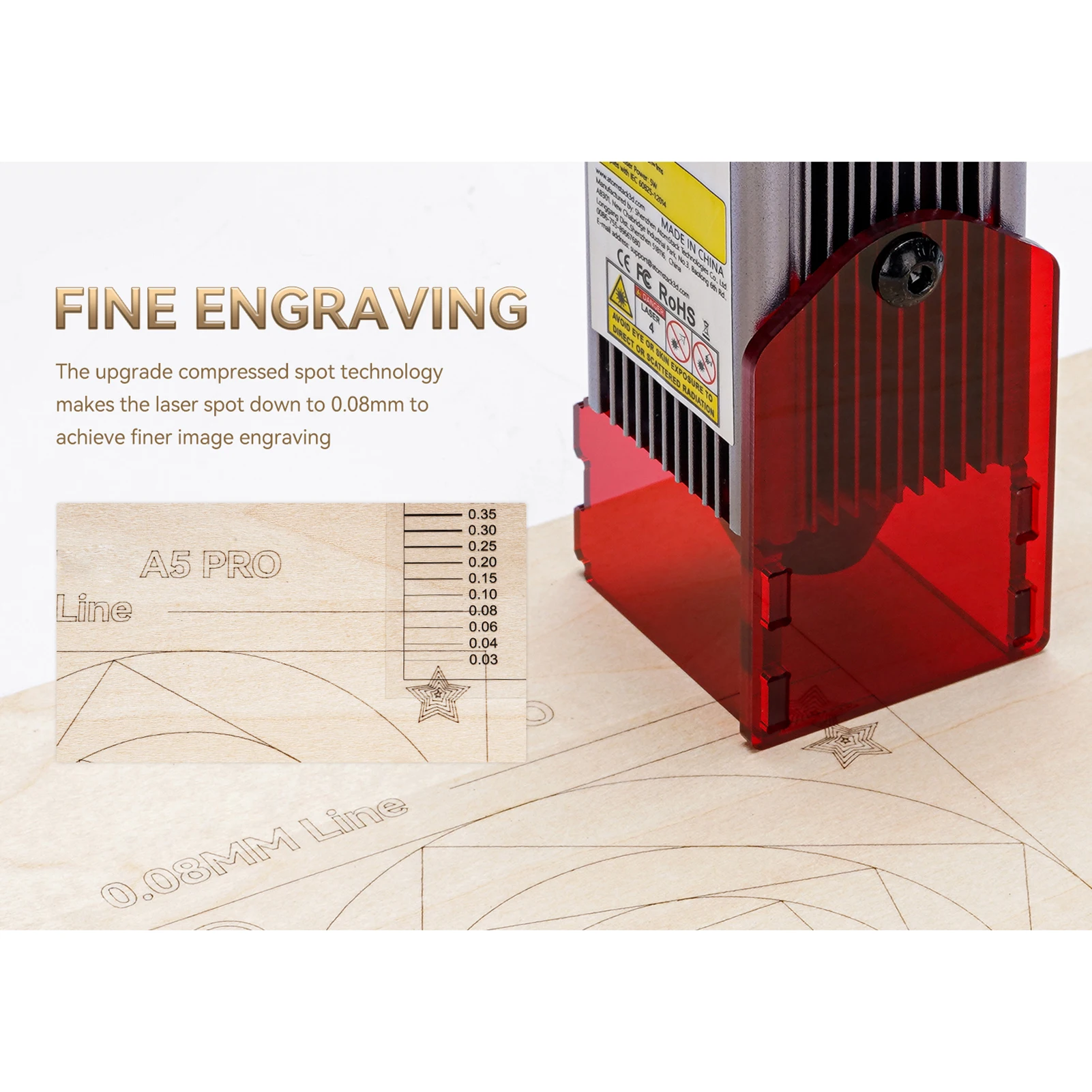 ATOMSTACK A5 Pro Incisore Laser 40W Macchina da Taglio per Incisione Laser per Legno Metallo 410x400mm Ampia compatibilità US