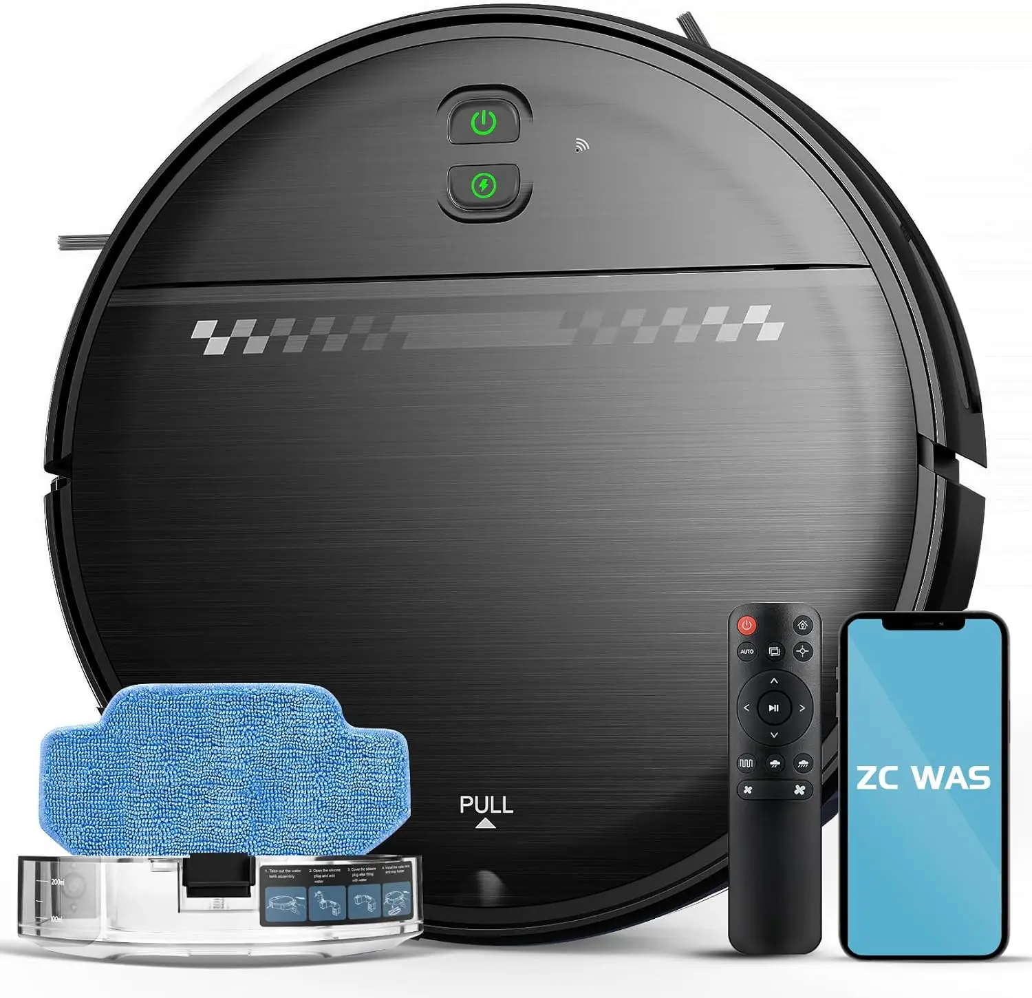 2-in-1 Robot Vacuum and Mop Combo for Pet Hair, Hard Floor, Carpet with Anti-Bump, Anti-Fall, App, Voice & Remote Control