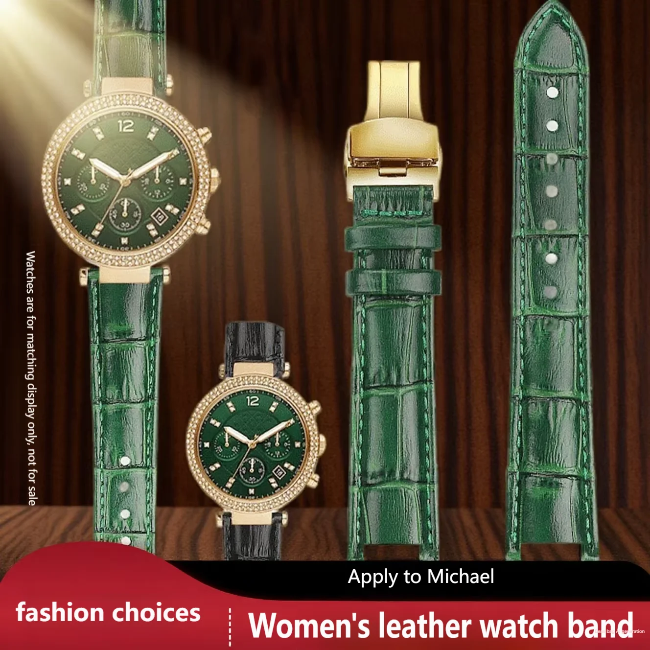 For Michael Kors MK2425/2433/6985 Starry Sky Watch Women's notch fashion Genuine Leather Watch Strap black green red blue brown