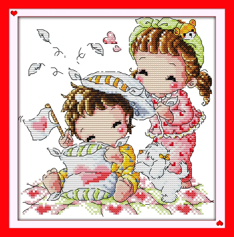 Preparing for bedtime cross stitch kit cartoon 14ct 11ct count print canvas stitches embroidery DIY handmade needlework plus