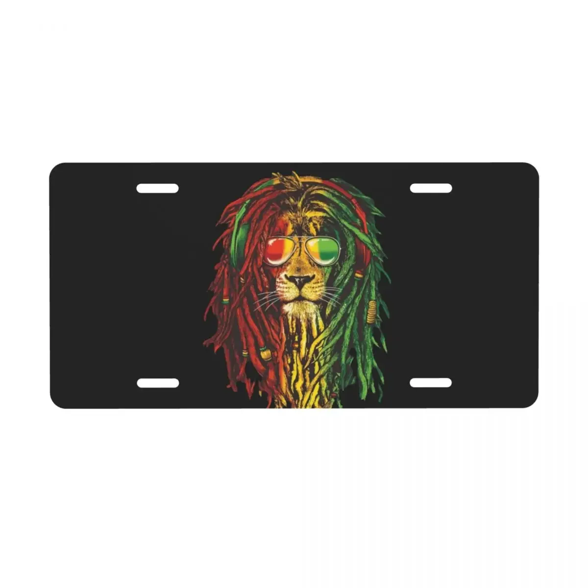 Rasta Lion License Plate Cover Jamaica Pride Rastafarian Lover Aluminum Metal Cool Decorative Car Front License Plate Vanity Tag