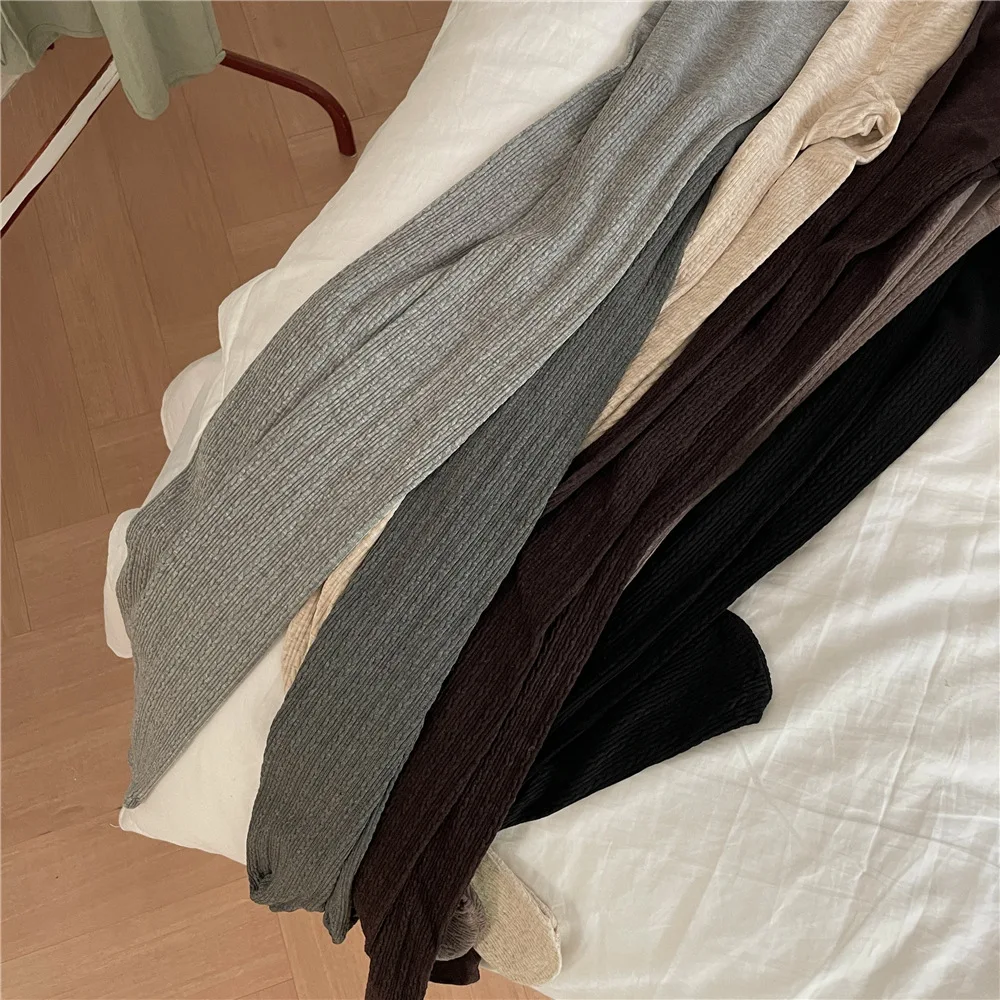 Japanese Knitted Twist Leggings Women\'s Autumn Striped Rice White Grey Brown Pantyhose Thin Pantyhose