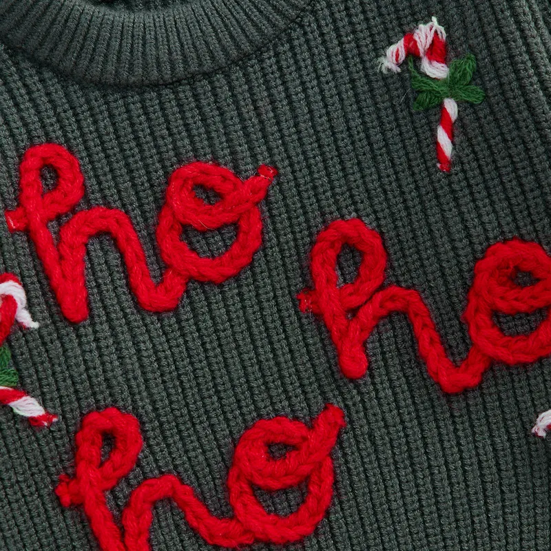 RUEWEY 0 to 3 Years Baby Girl Christmas Sweater Autumn Winter Clothes Long Sleeve Letters Candy Cane Warm Knit Pullover Sweater