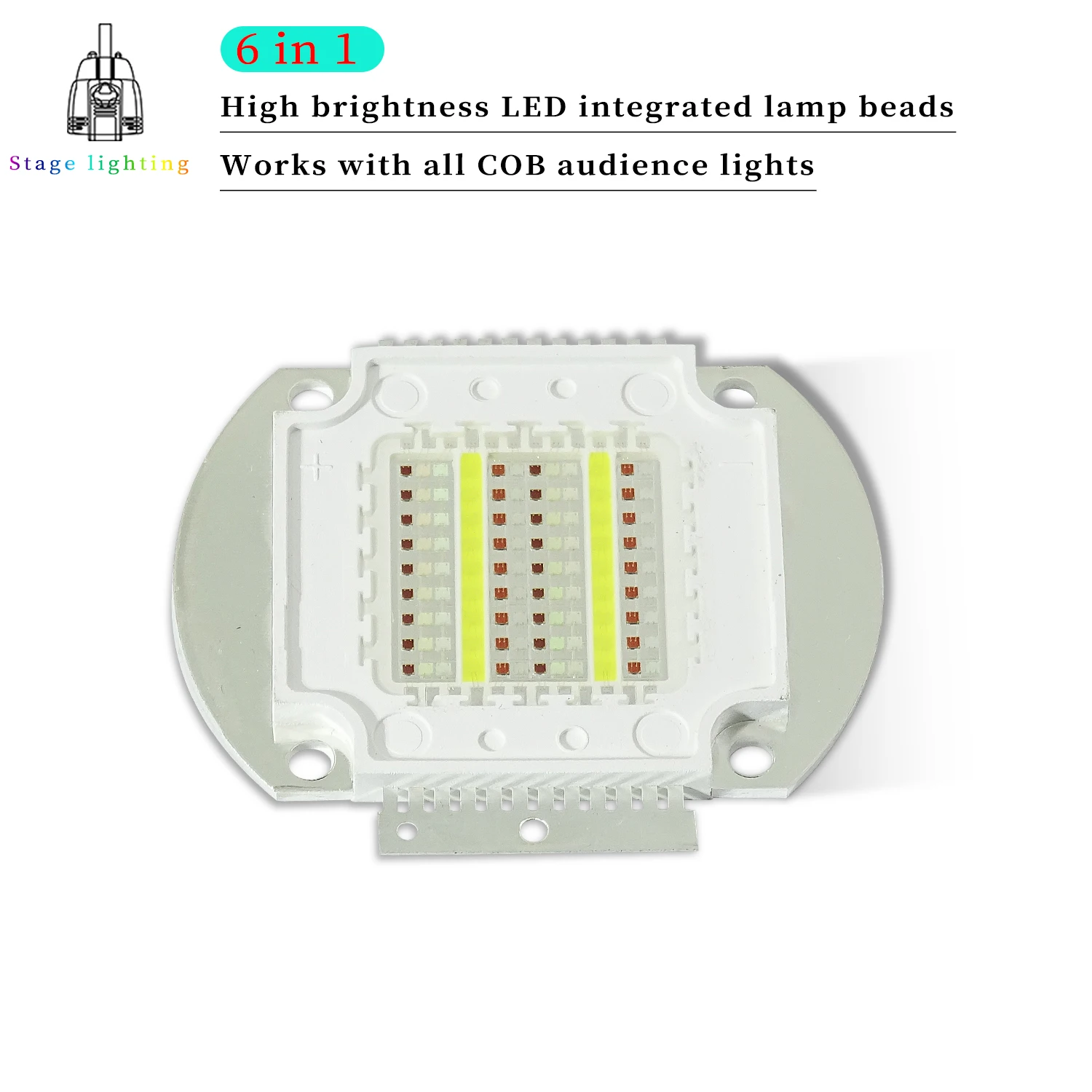 High Power 200W 4in1 6in1 RGBWAUV LED COB Beads Chip COB Audience Light Floodlight Lamps LED COB Chips Stage Light