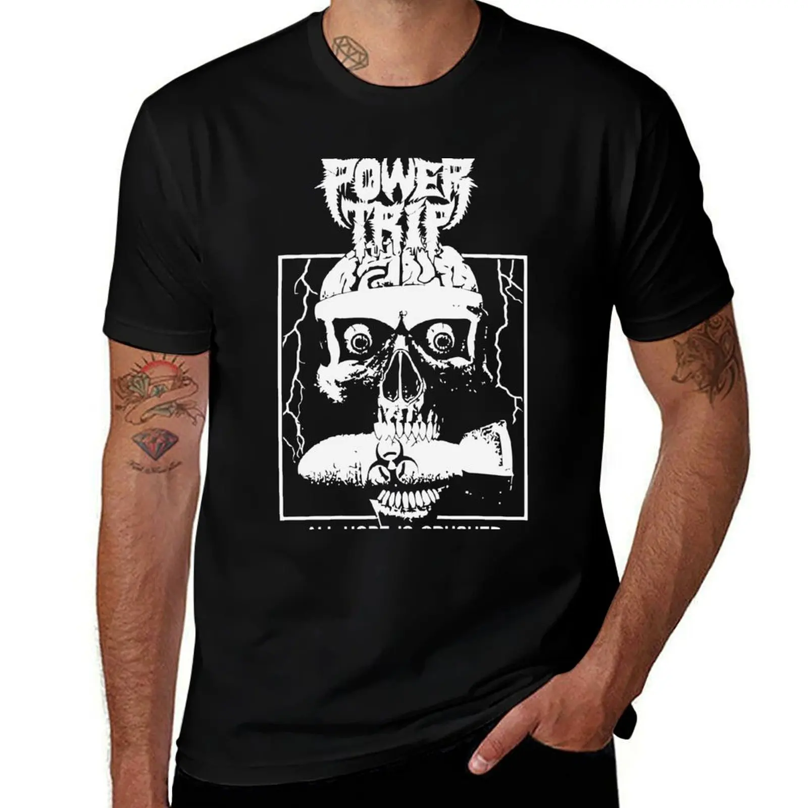 

Power Trip Merch Hope Is Crushed Skull T-Shirt anime t shirts oversize t shirt man casual man t shirt cotton T-shirt