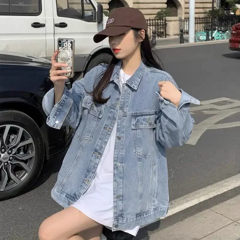 Koreaanse Versie Lichtblauw Retro Denim Jack Voor Dames Instagram Lente En Herfst 2023 Nieuwe Veelzijdige Losse Casual Jas Top