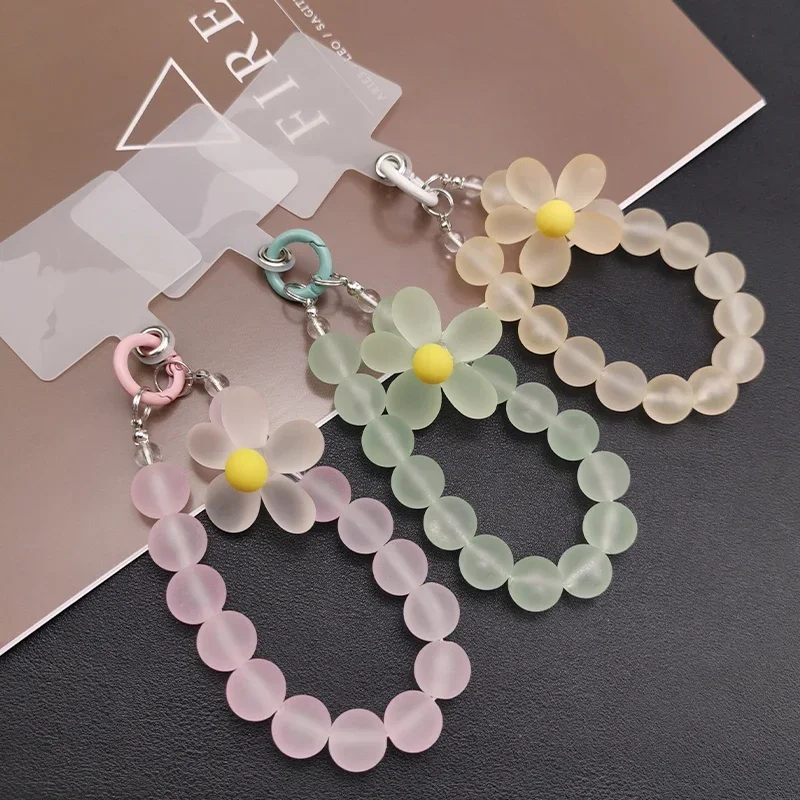 

Цветной подвесной шнурок с круглыми бусинами и цветами, подвесной брелок, креативный мобильный браслет для IPhone, Xiaomi, Samsung