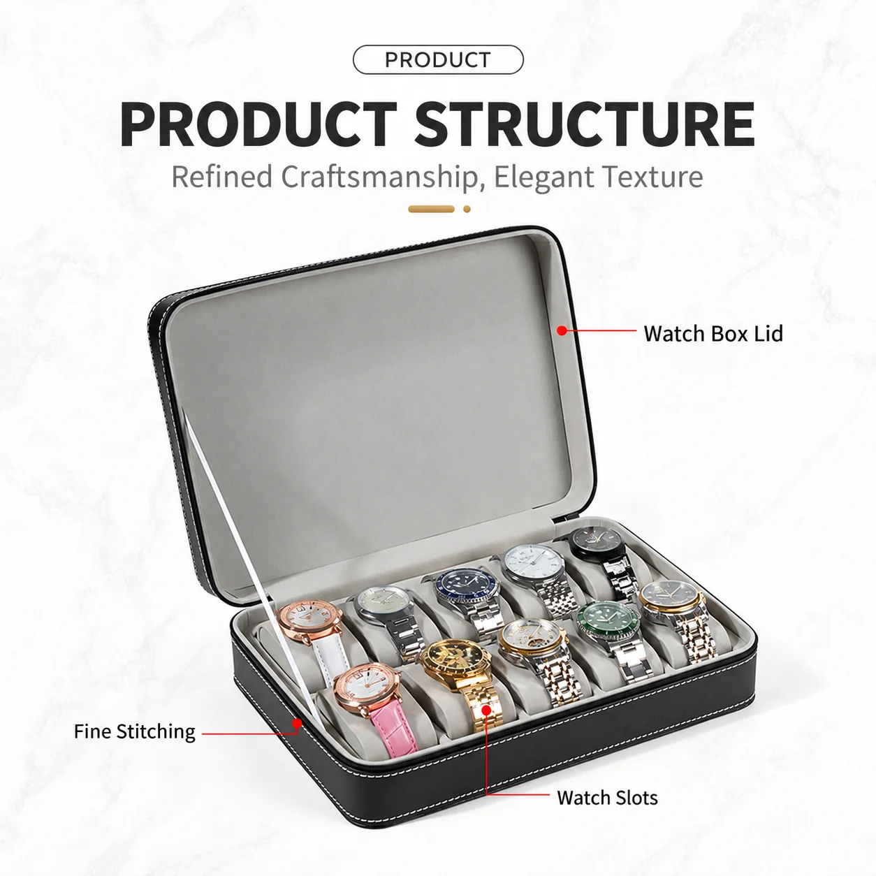 Watch Organizer Box Portable Leather Watch Box Watch Display Case Sturdy Jewelry Storage Box For Jewelry Storage Home Christmas