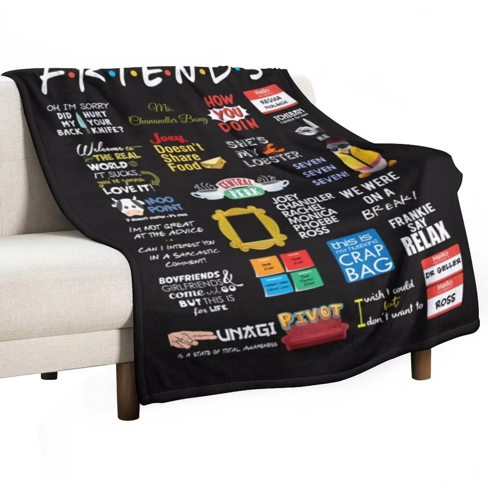 Friends Quotes T-Shirt Throw Blanket Hair Decorative Sofa Sofa Quilt Kid'S Blankets