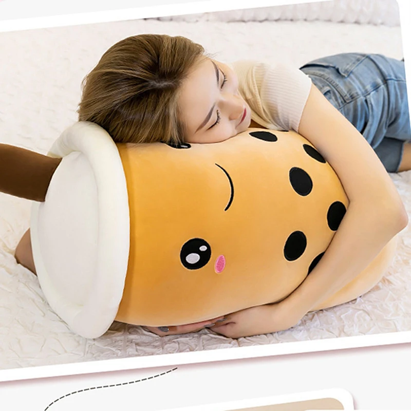 

Cute Boba Milk Tea Plush Toy Soft Stuffed Pink Pearl Milk Tea Hug Pillow Balls Bubo Tea Cup Cushion Birthday Gift