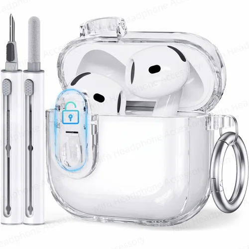 애플 2024 에어팟 4 용 럭셔리 잠금 케이스, 무선 블루투스 이어폰 케이스, 투명 TPU 소프트 쉘, 에어팟 4 액세서리