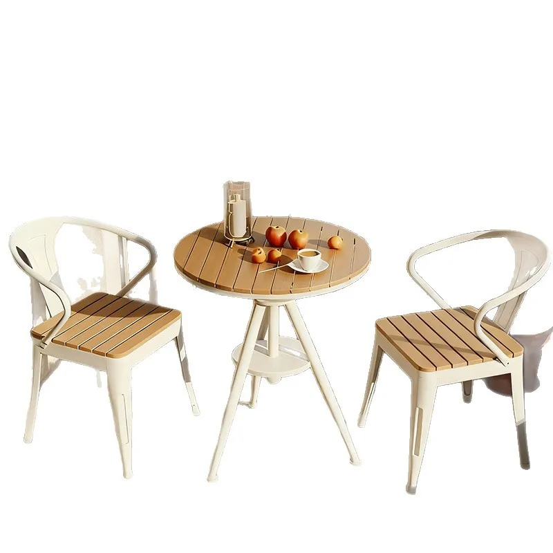 

Outdoor leisure tables and chairs Open-air garden courtyard preservative wood outdoor negotiation chair combination Lifting balc