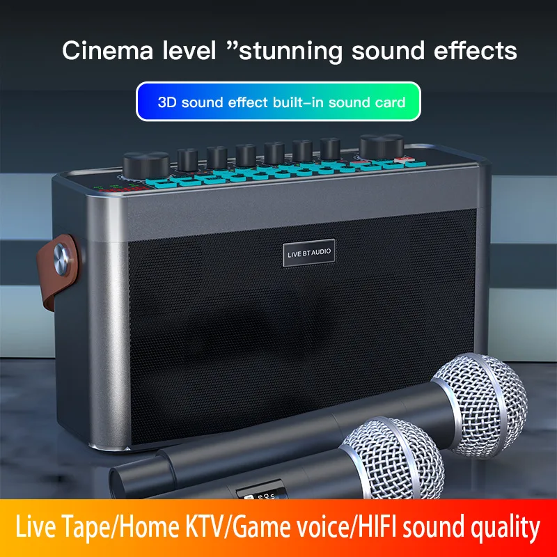 Imagem -02 - Microfone sem Fio Portátil Live Sound Card Bluetooth Speaker Integrado Máquina k Song Equipamento tv Projetor Casa Ktv Áudio