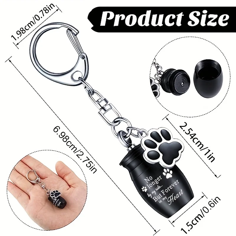 Pet Urns Keychain Dog/Cat for Ashes Cremation Jewelry Paw Print Memorial Keepsake