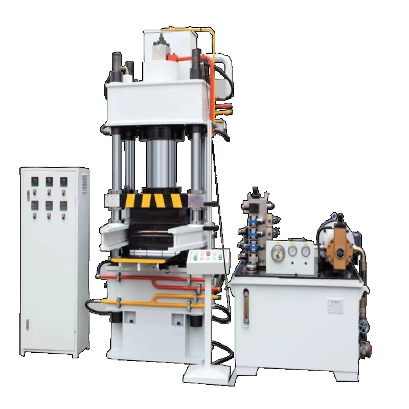 Programmable Four Columns Hydraulic Press 200T Brake Pad Hot Forming Automatic Unloading Stamping Press with Motor Pump PLC