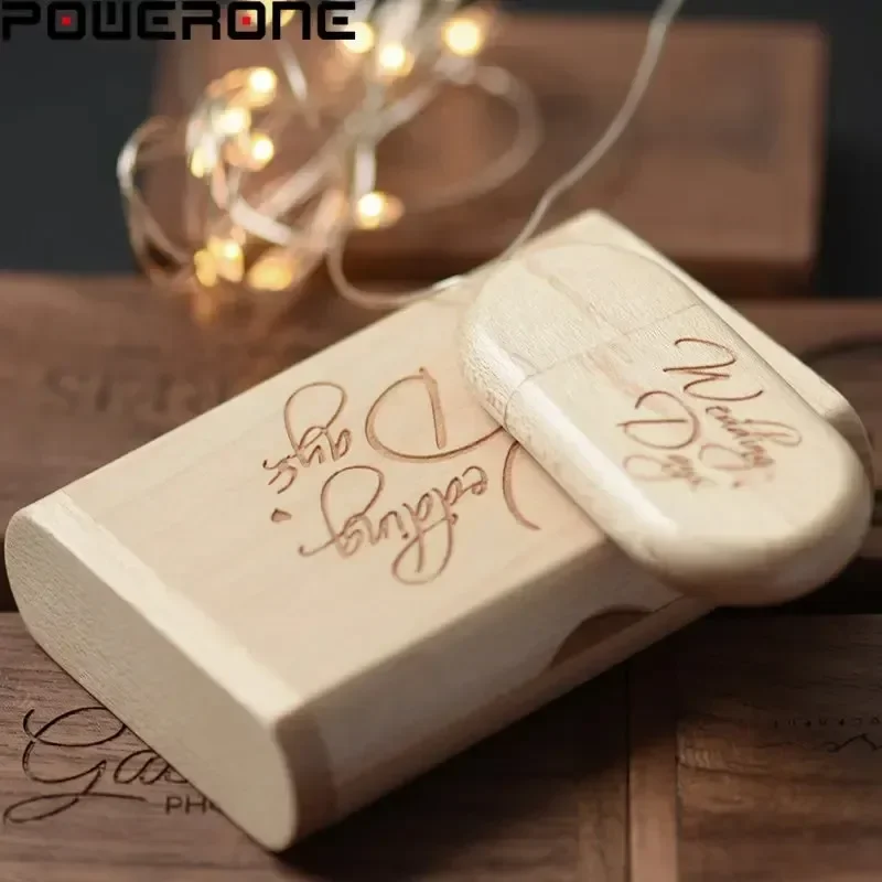 POWERONE Oval Wood Bile Flip Box USB Flash Drives 128GB Fashion Hot Selling USB 2.0 Memory Stick 64GB U Disk 16GB Pen Drive 8GB