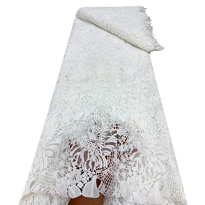 

African lace fabric with 2025 Nigerian milk silk chiffon gypsy rope-like lace embroidery net for women's party sewing