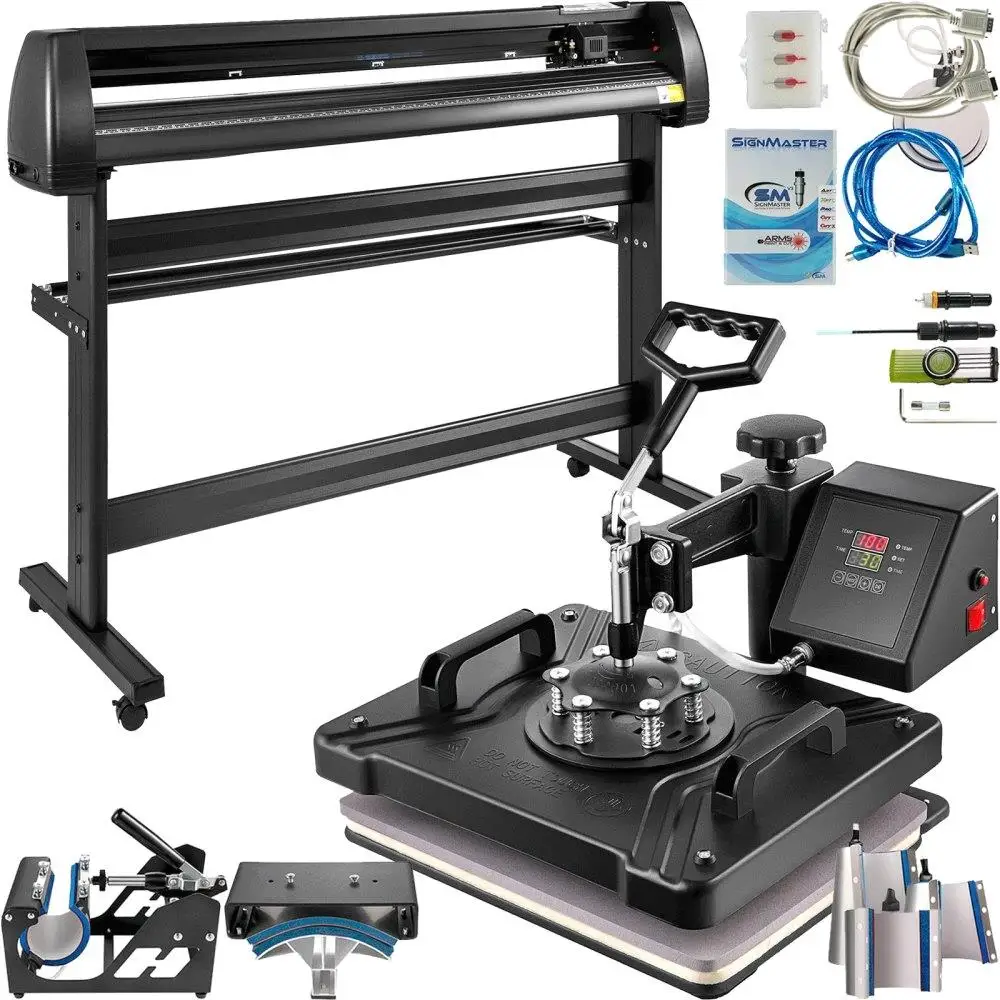

8in1 Heat Press Machine 12x15 Transfer 53 Vinyl Cutter Plotter DIY
