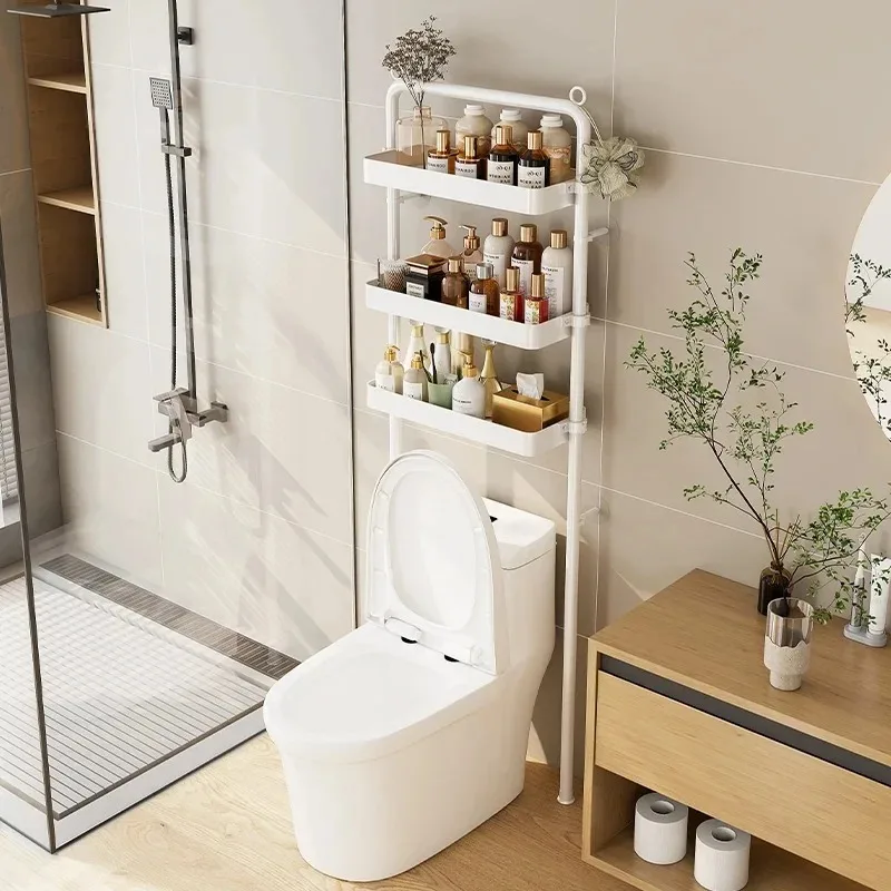 

3-х уровневая регулируемая простота в ванной комнате, металлический каркас над стойкой для хранения туалета, экономия места, без перфорации, товары для ванной, органайзер, держатель