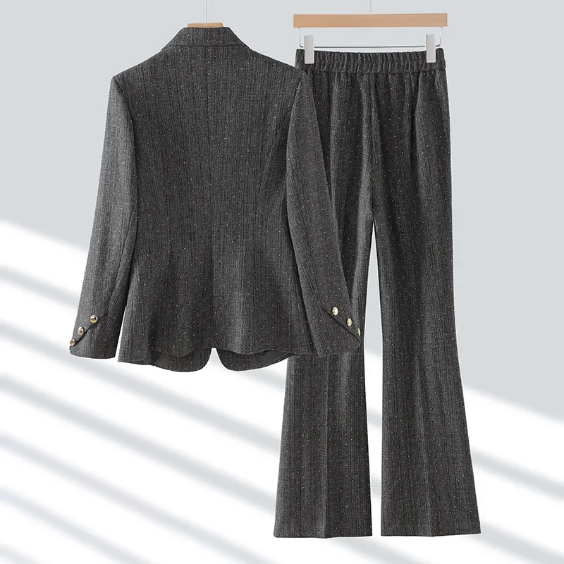 البوب موضة النساء الدعاوى 2024 جديد الخريف الشتاء مزاجه الأعمال الرسمية سليم السترة والسراويل مضيئة مكتب السيدات ملابس العمل