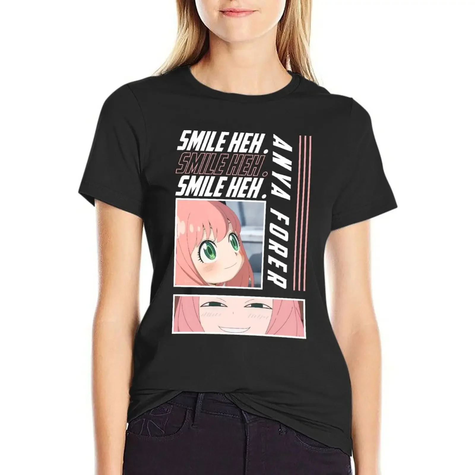 

Anya Forger Smile Face T-Shirt graphics funny blanks womans clothing