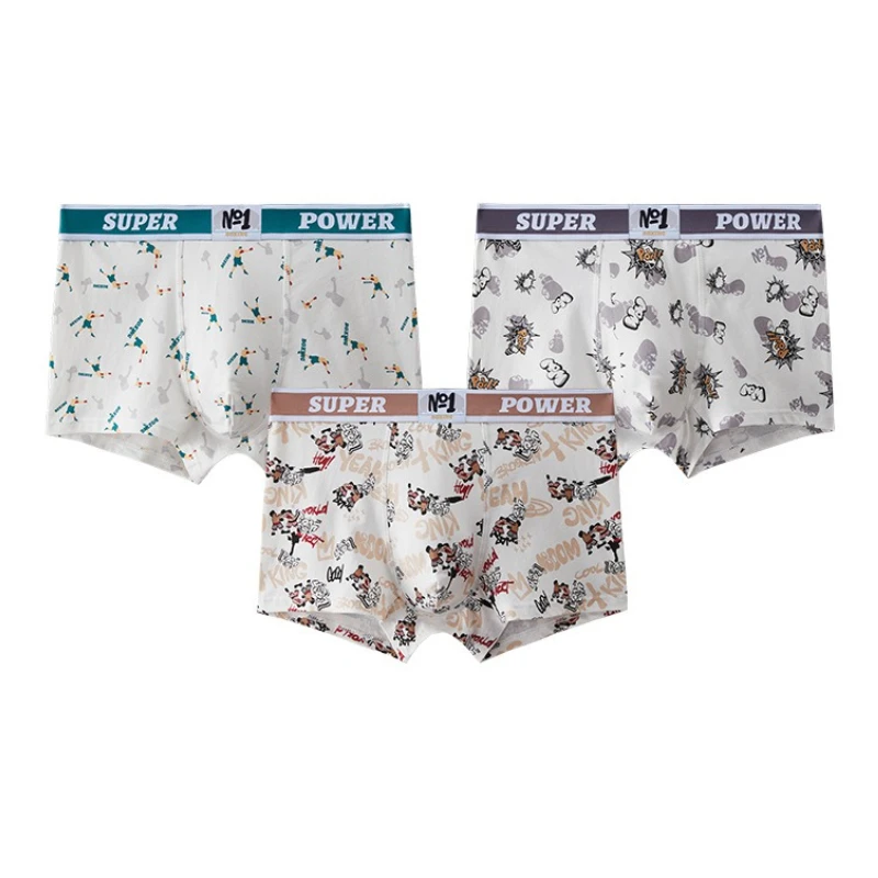 

Seamless Boxers Breathable Cotton Men Underwears 7A Antibacterial Crotch Underpants Mid-waist Boxershorts Printed Hombre Pants