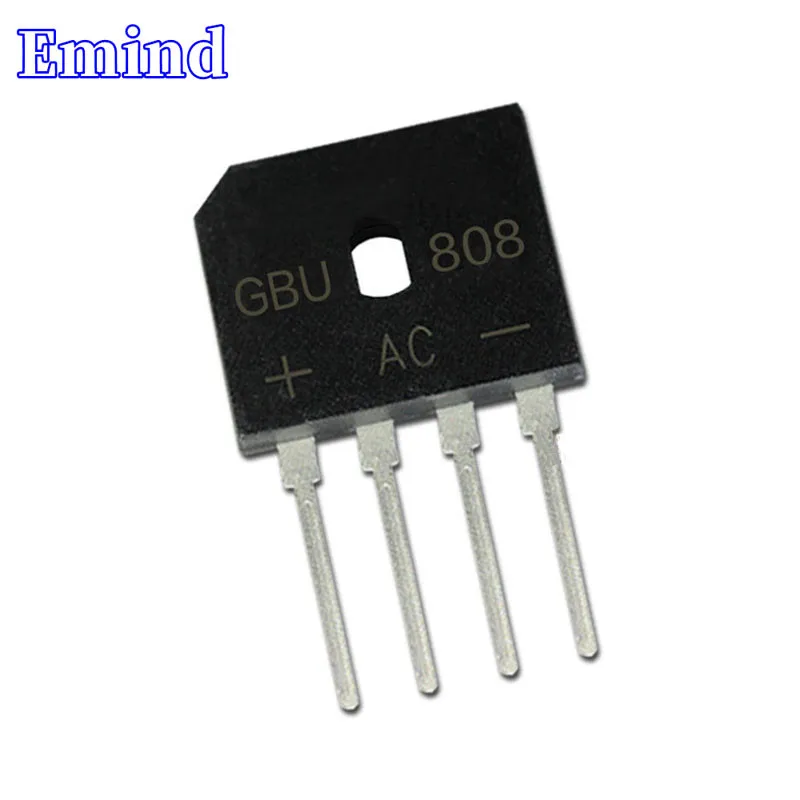 

10Pcs GBU808 Bridge Rectifier 8A/800V GBU8K Bridge Stack Cutable Feet GBU Footprint Flat Bridge