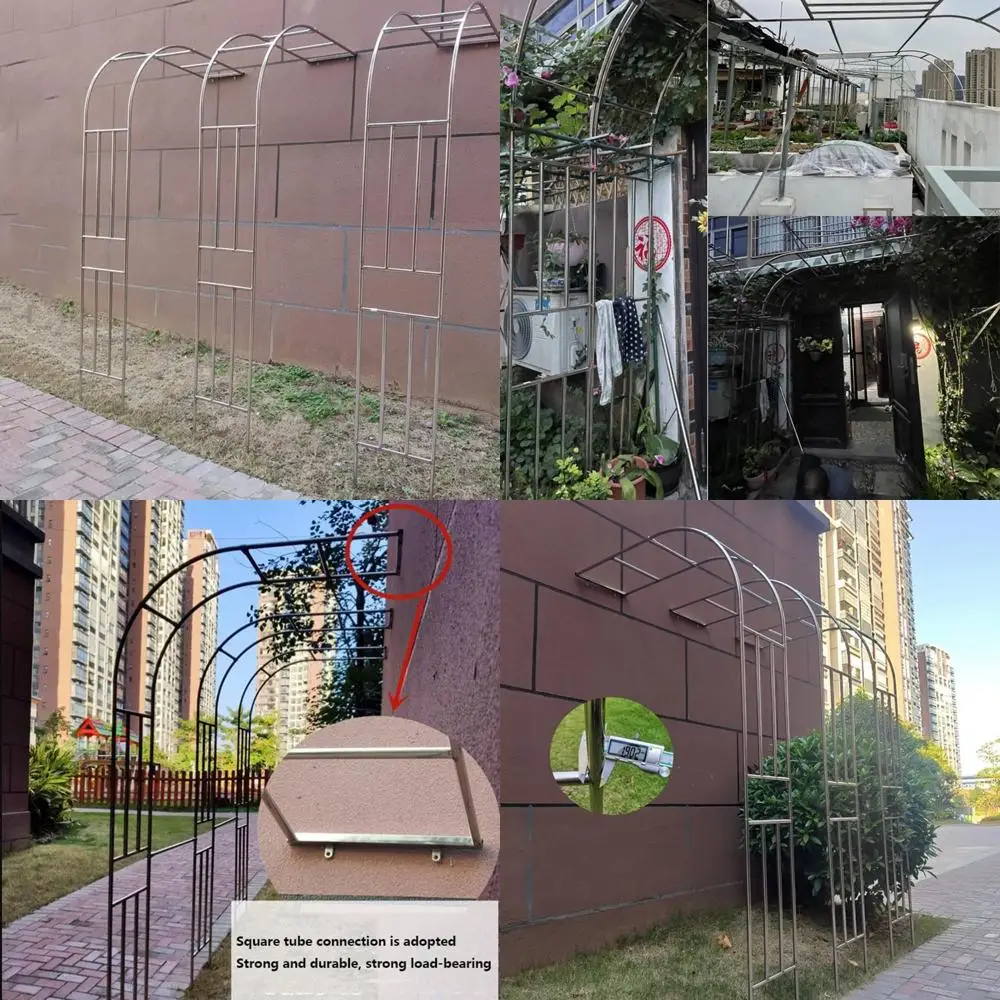 

Metal Half Arch Garden Trellis for Climbing Plants, Wall-Mounted Arbor for Grapes, Roses, and Flowers, Outdoor Half-Size