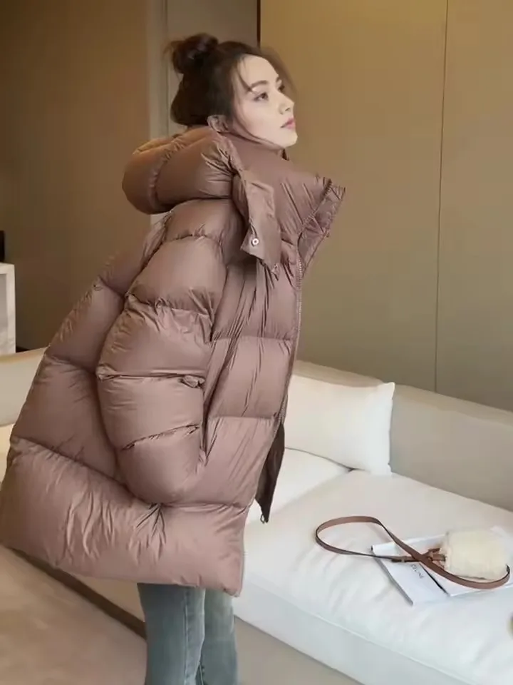 2026 شتاء جديد إمرأة طويل سترات معطف موضة سميكة الدافئة مقنعين أسفل سترة قطن المرأة الكورية فضفاض القطن معطف المرأة أبلى