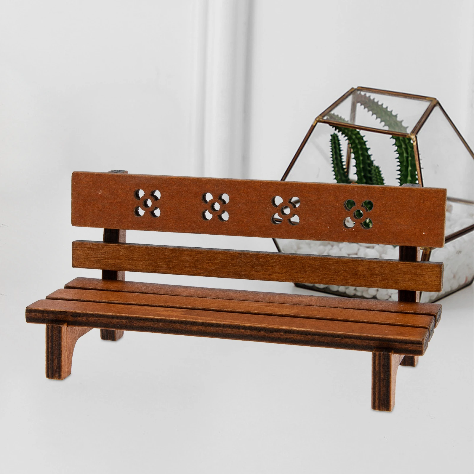 

Miniature Wooden Park Bench Ornaments Small Model Garden Decoration Accessories House Supplies Mini Landscape Bench Micro
