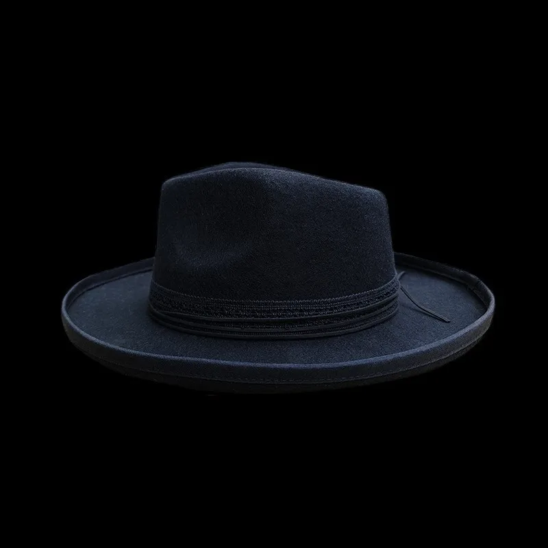 New fashionable solid-color felt hat with webbing decoration a pure top